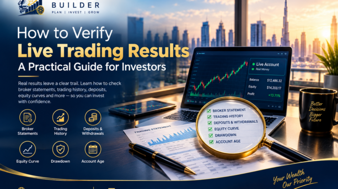 Investor checking a broker statement and equity curve to verify live trading results
